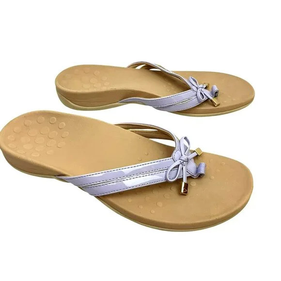 Vionic Bella Bow Patent Orthotic Thong Sandals Womens 8.5 - Picture 4 of 8